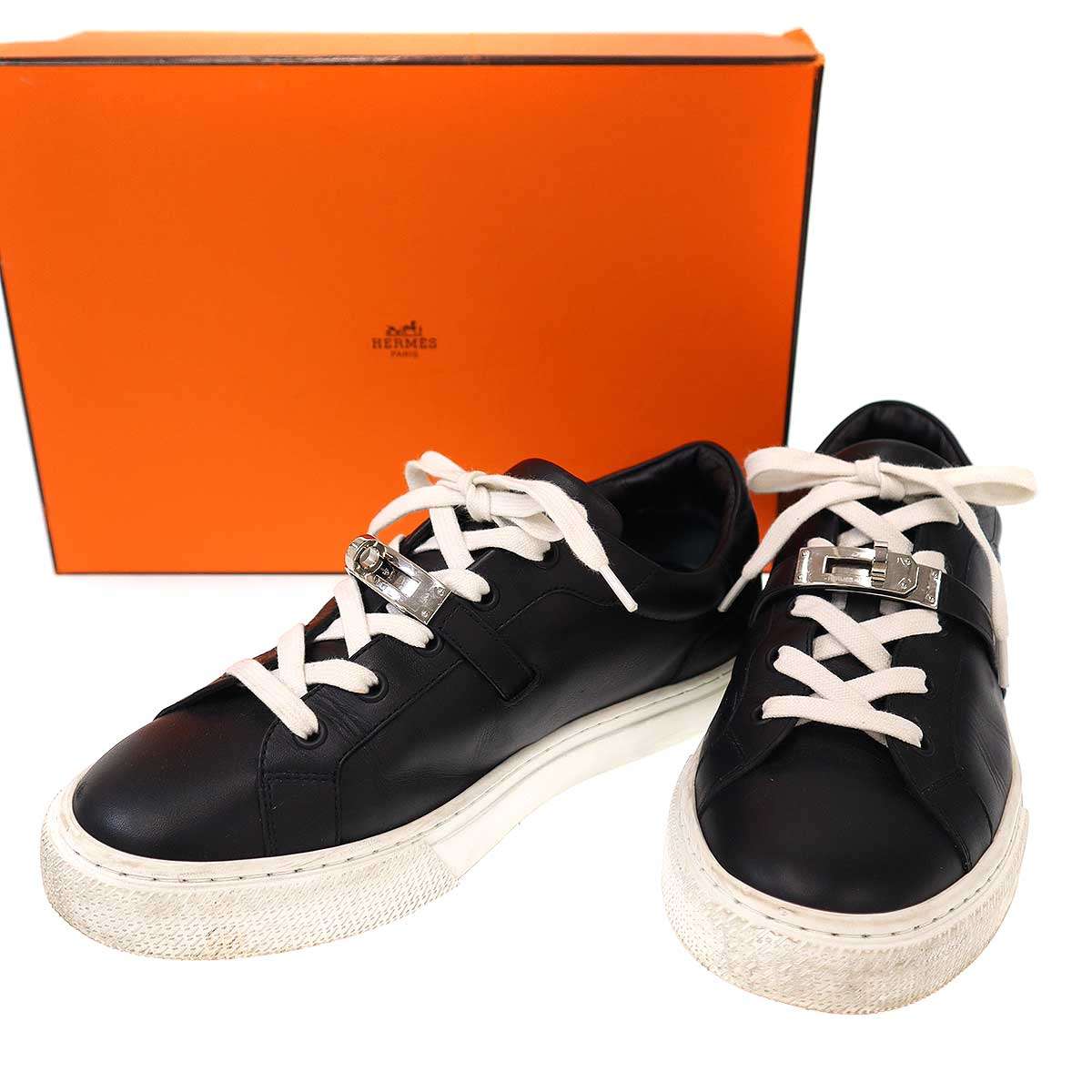 乐天商城 - HERMES エルメス Day Sneakers デイ ケリーバックルスニーカー ブラック 39 【中古】 IT1799UUSMV4