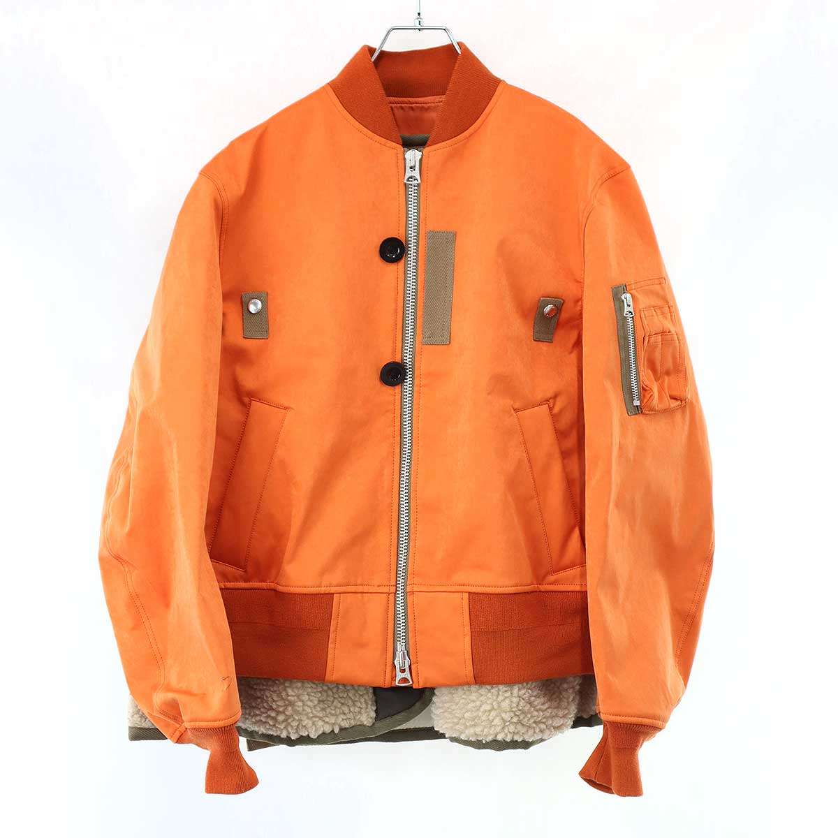 sacai サカイ 23AW Faux Suede Mix Blouson ミックスブルゾン ジャケット 23-03209M カーキ オレンジ 1 【中古】 ITEISY5O5ZYS