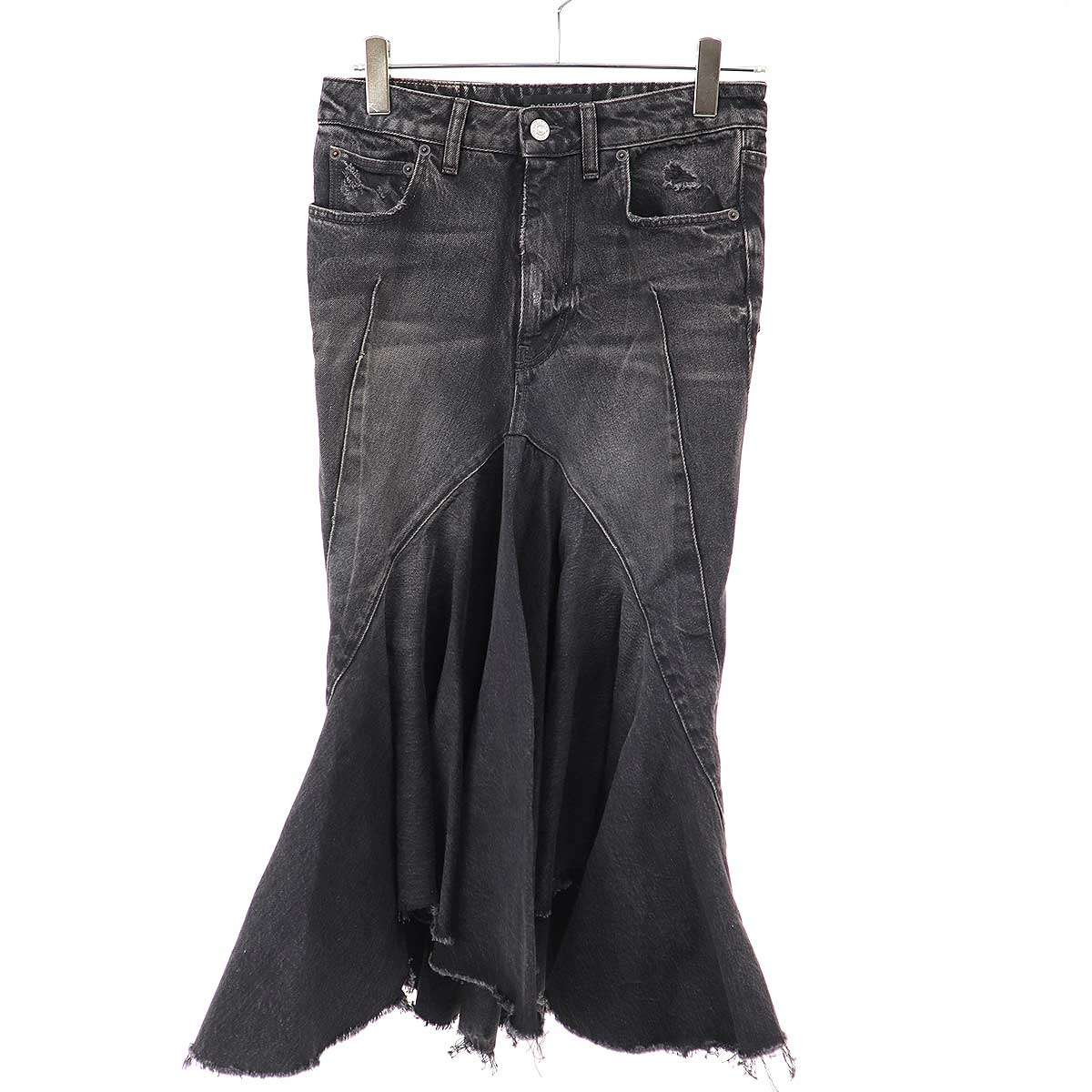 乐天商城 - BALENCIAGA バレンシアガ マーメイドダメージデニムスカート 719298 TBP47 ブラック 36 【中古】 ITGHWE6KEVIF