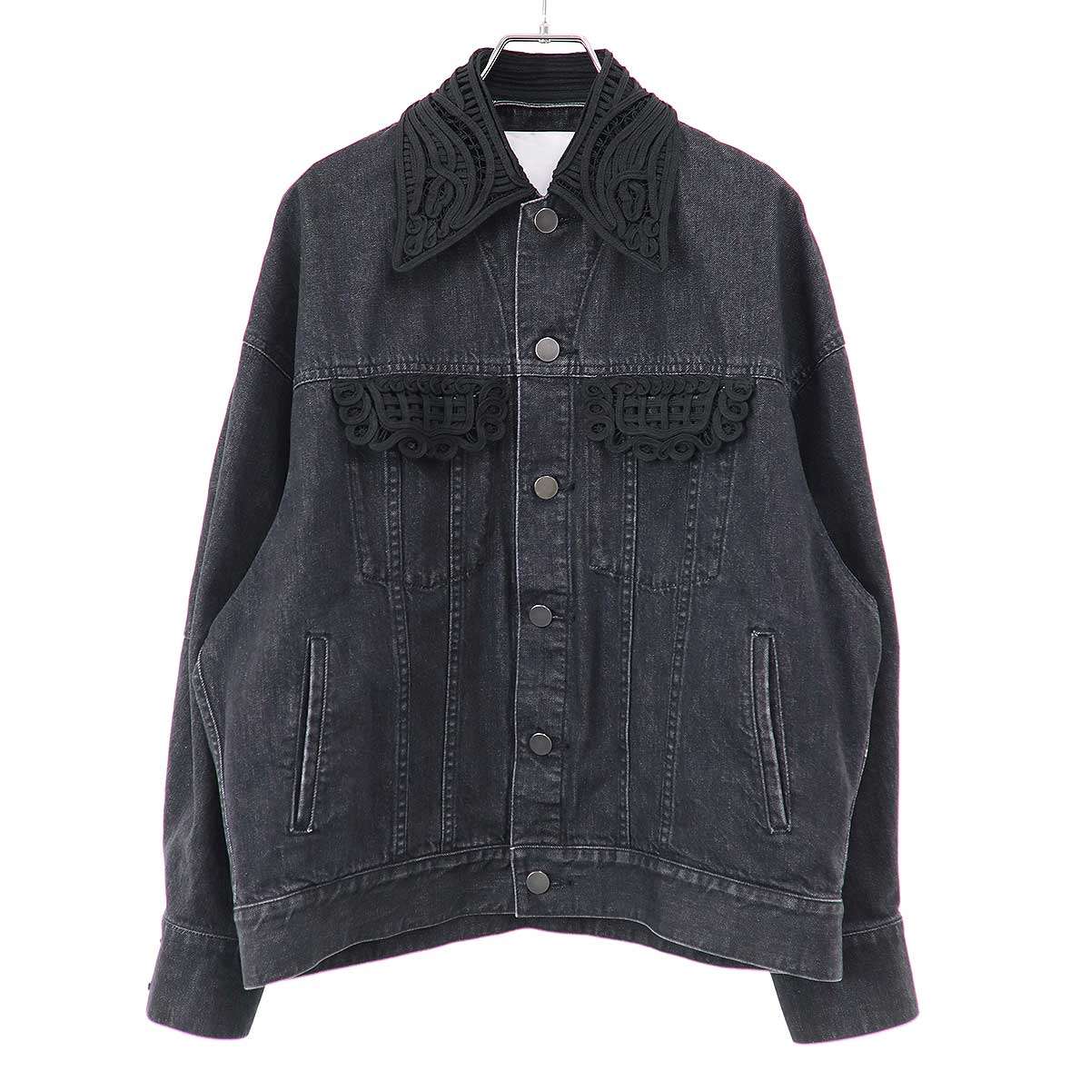 mame kurogouchi マメ クロゴウチ 21SS Oversized Embroidered Denim Jacket エンブロイダリー オーバーサイズデニムジャケット MM21PS-JK701 ブラック 1 【中古】 ITLNMN7YNWQ6