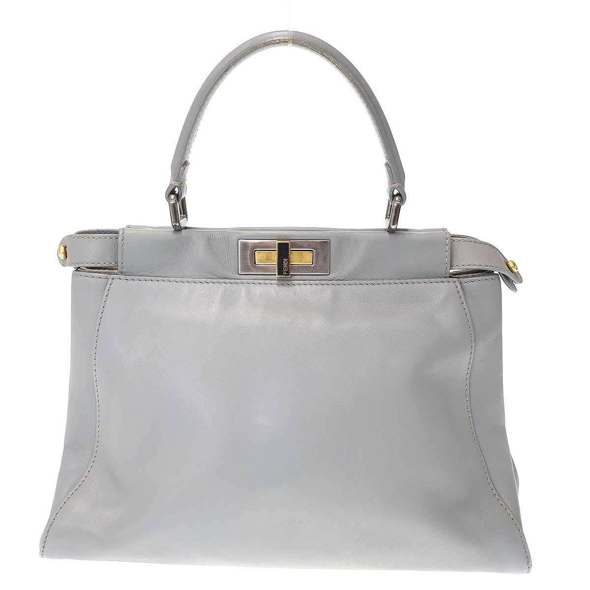 FENDI フェンディ Peekaboo Bag ピーカブー ミディアム 2WAYレザーショルダーバッグ 8BN226 ブルー - 【中古】 ITBFQOW5VXG5