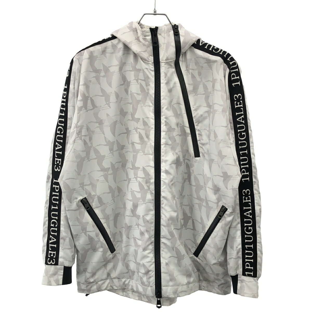 1PIU1UGUALE3 × R Ronaldinho ウノ ピゥ ウノ ウグァーレ トレ×ロニー ロナウジーニョ RIBBON TAPE BK & WH SWAN GAUCHO FULL ZIP HOODIE スワンカモフラージュリボンテープフルジップパーカー RONE024 PE03 ホワイト 3  ITYB27HZBTIK
