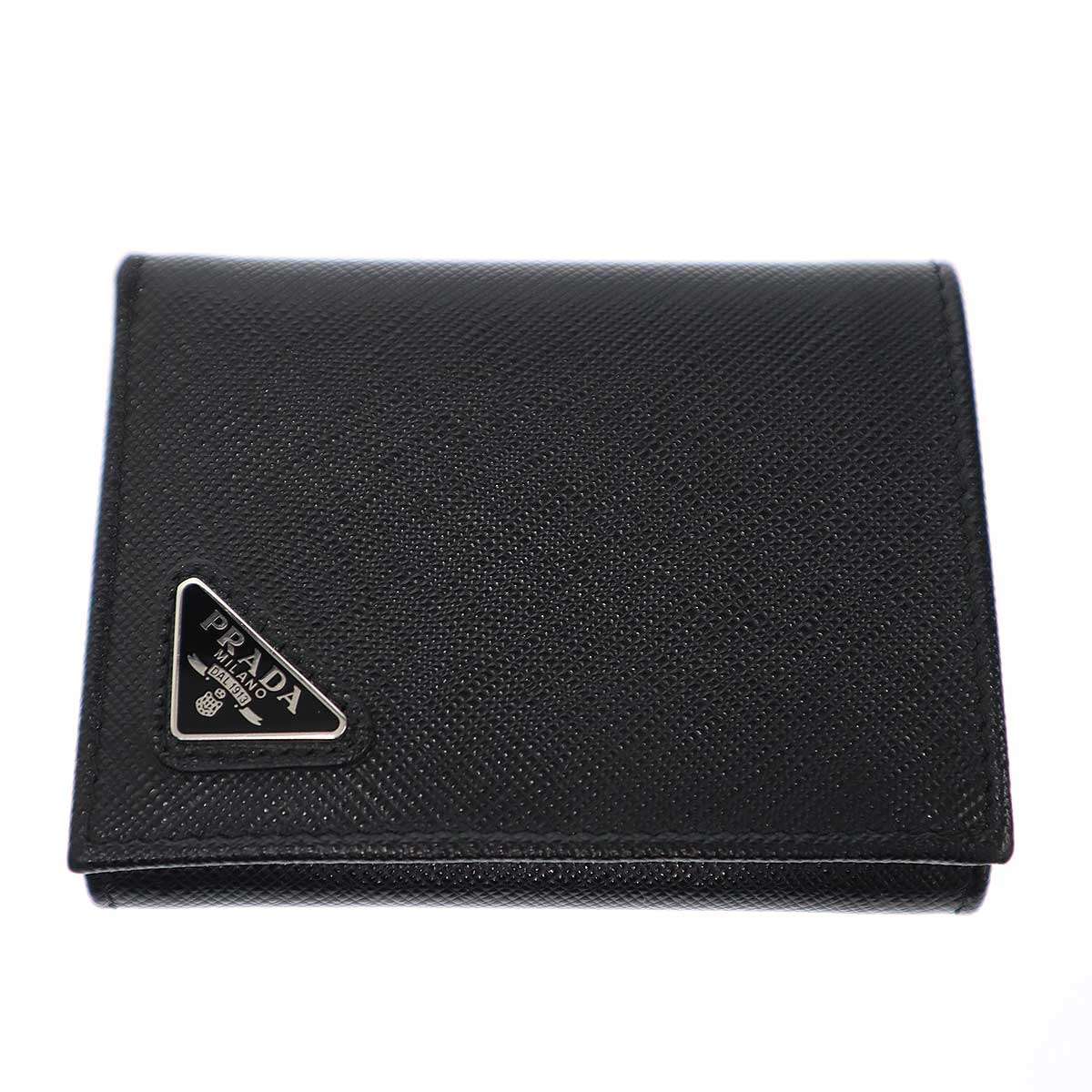 Rakuten - PRADA プラダ ロゴプレート サフィアーノレザー コンパクトウォレット 財布 2MH041 ブラック 【中古】 ITH54L66W1NG