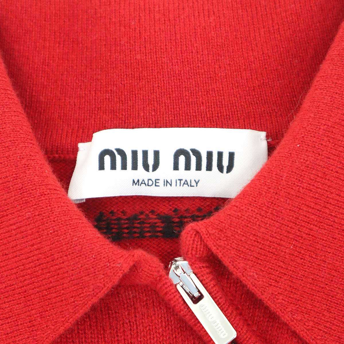 miu miu ミュウミュウ 25AW ノースリーブ カシミヤ ジップポロシャツ MML00D 18A9 レッド 38 【中古】 ITZVVIJMP9RS