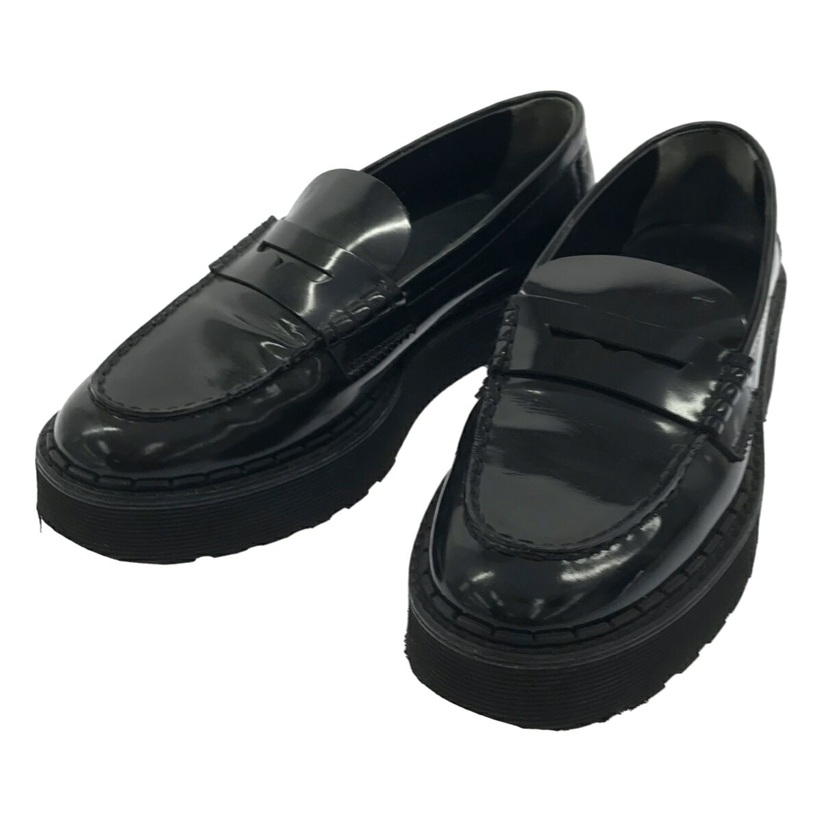 TOD’S トッズ パテント プラットフォームローファーシューズ ブラック 37 【中古】 ITXYUBC1Y2E0