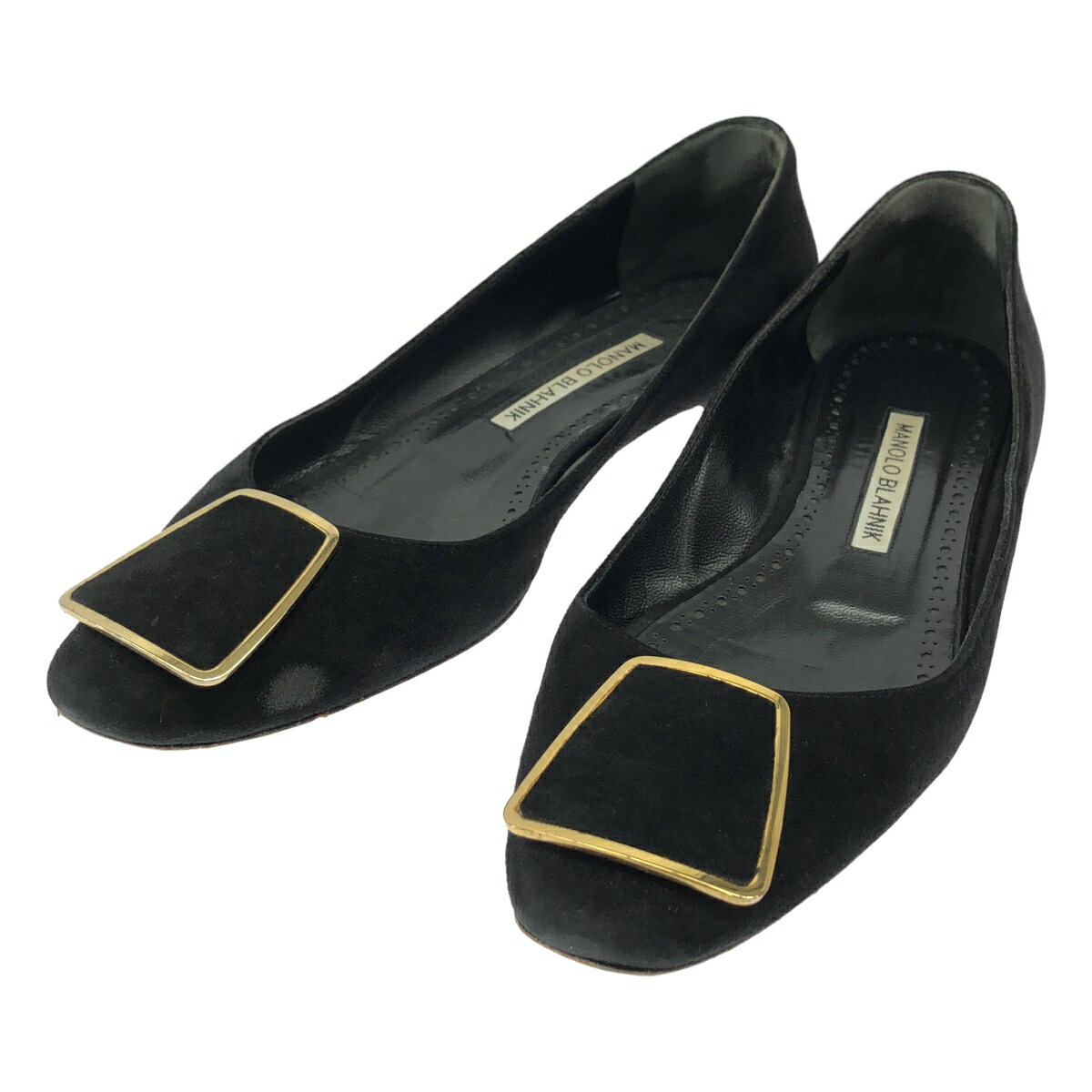 Rakuten - MANOLO BLAHNIK マノロブラニク PREPU 10 スエードフラットパンプス ブラック 36 【中古】 IT801W2O91Z6