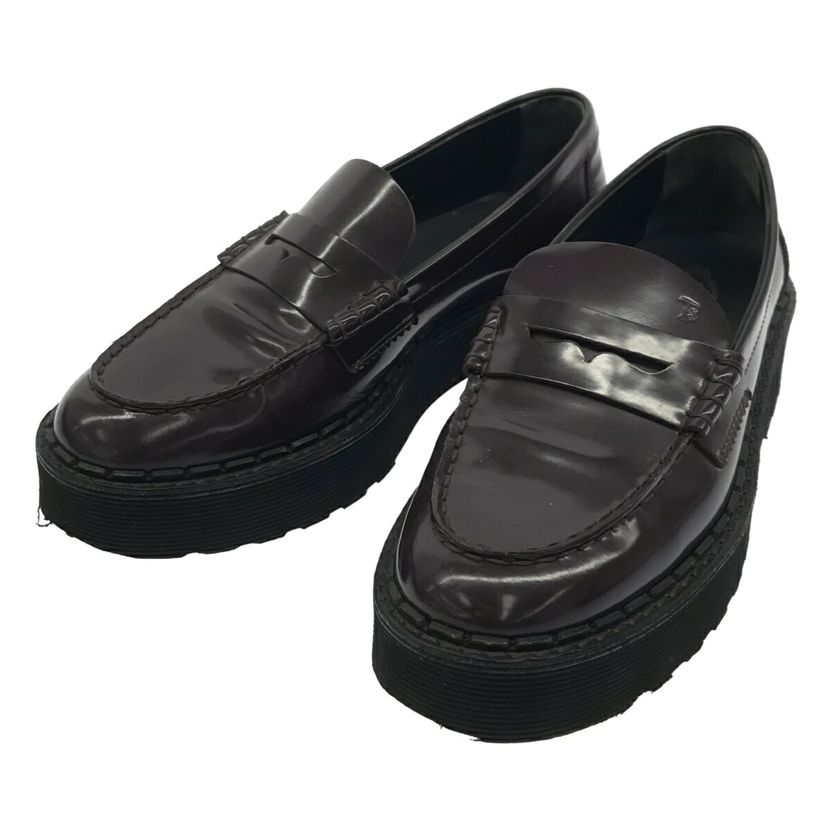 TOD’S トッズ パテント プラットフォームローファーシューズ バーガンディ 36 1/2 【中古】 IT7LSO7HDAIN