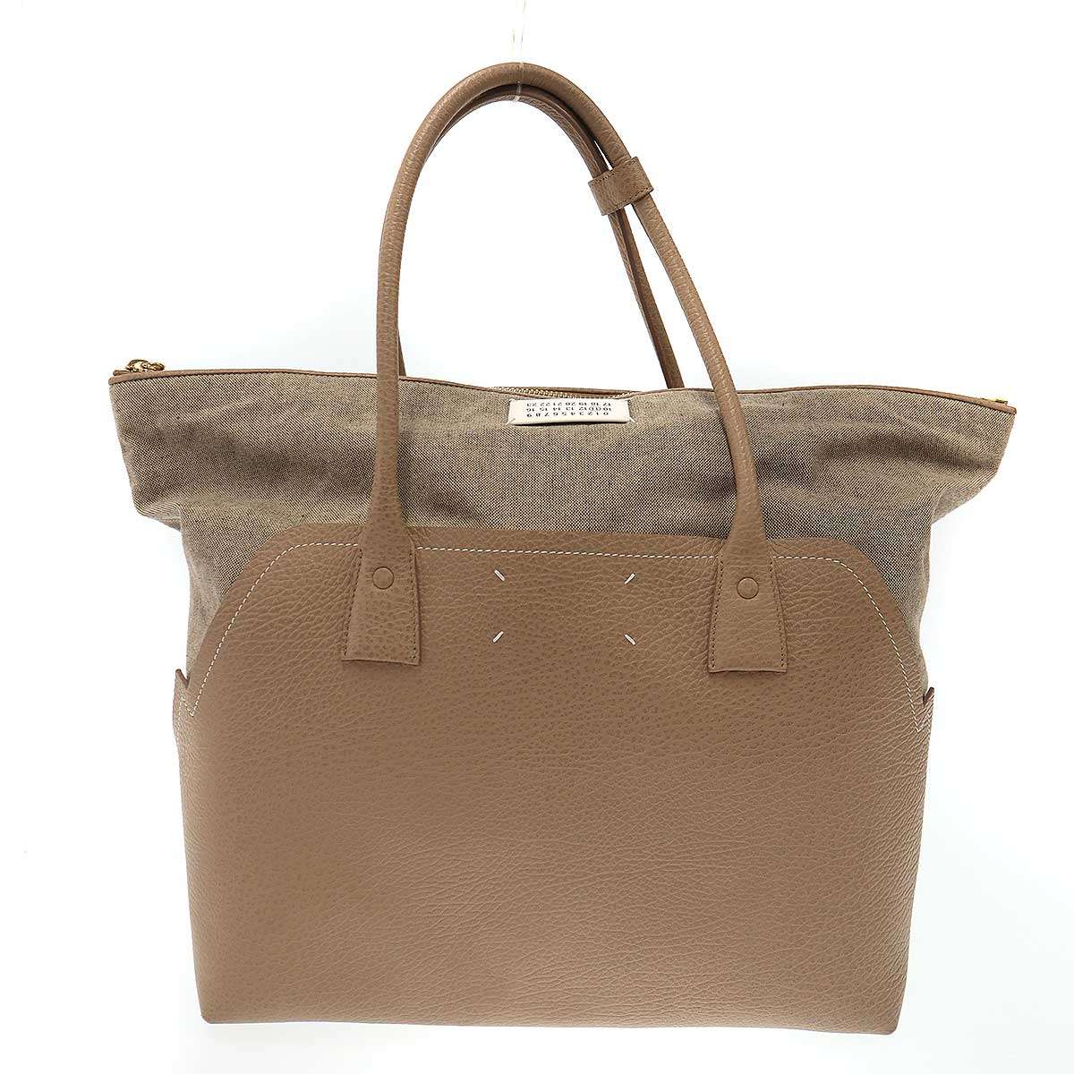 乐天商城 - Maison Margiela 11 メゾン マルジェラ 24SS 5AC Bag キャンバスレザートートバッグ SB1WC0013 グレー×ベージュ 【中古】 IT6KCGLTMIYY