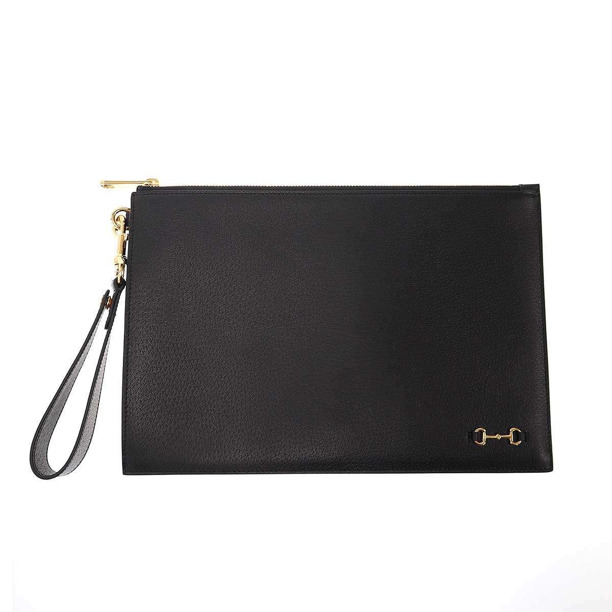 GUCCI グッチ ホースビット レザークラッチバッグ 700524 ブラック 【中古】 IT8JWGZAQMNS