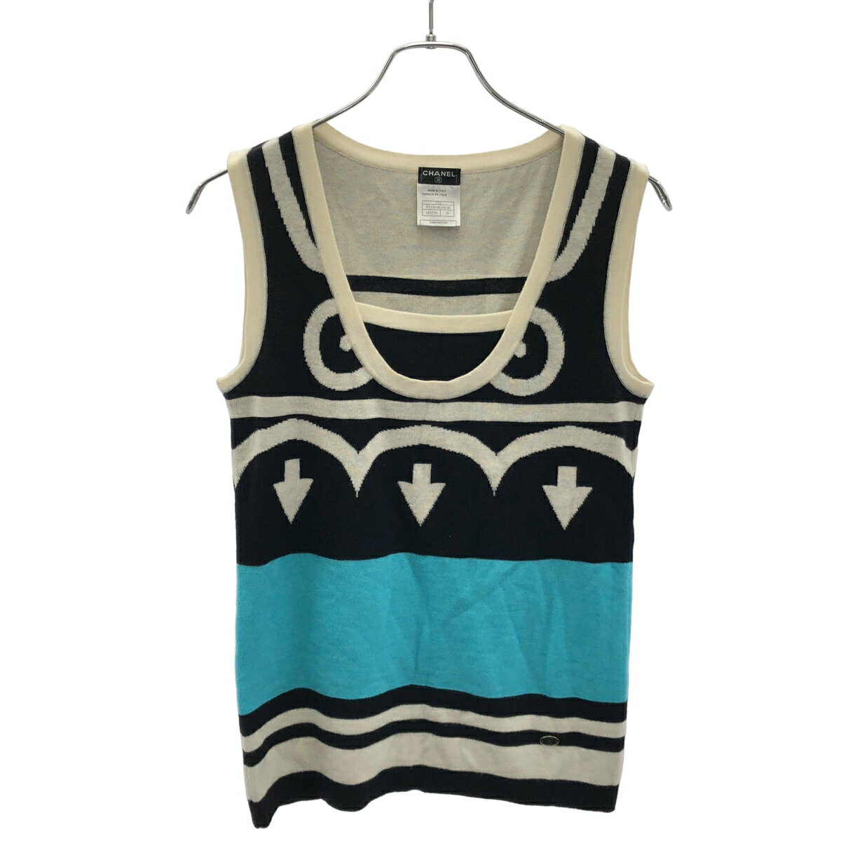 【美品】希少 CHANEL シャネル ノースリーブ ニット ベスト プルオーバー 美品】希少 CHANEL シャネル ノースリーブ ニット ベスト プルオーバー