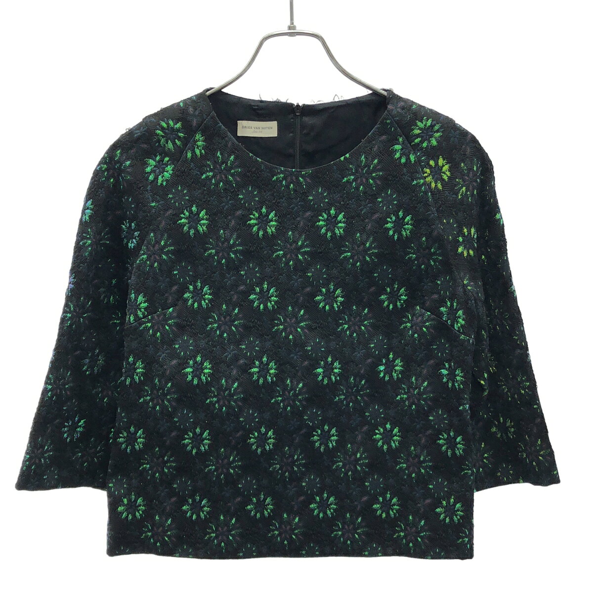 乐天商城 - DRIES VAN NOTEN ドリスヴァンノッテン 15AW フラワージャガード ロングスリーブプルオーバー グリーン ネイビー 34 【中古】 ITHXGQ8XS1ZC