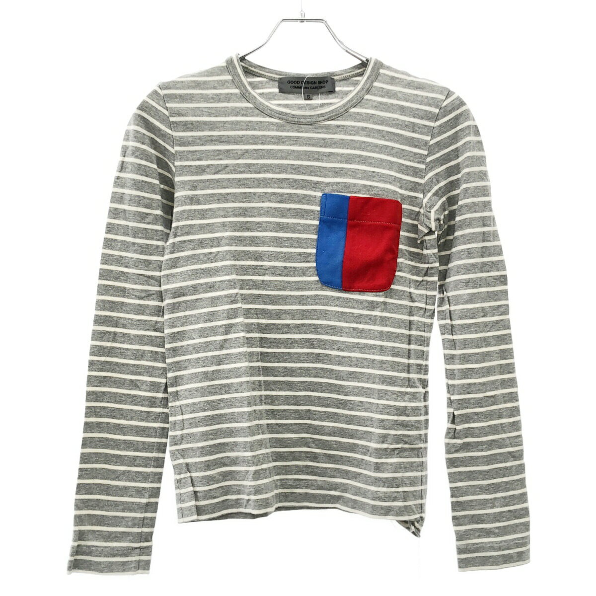GOOD DESIGN SHOP COMME des GARCONS グッドデザインショップコムデギャルソン ポケットデザインボーダーカットソー IJ-T002 グレー S 【中古】 IT4143QXW87Q