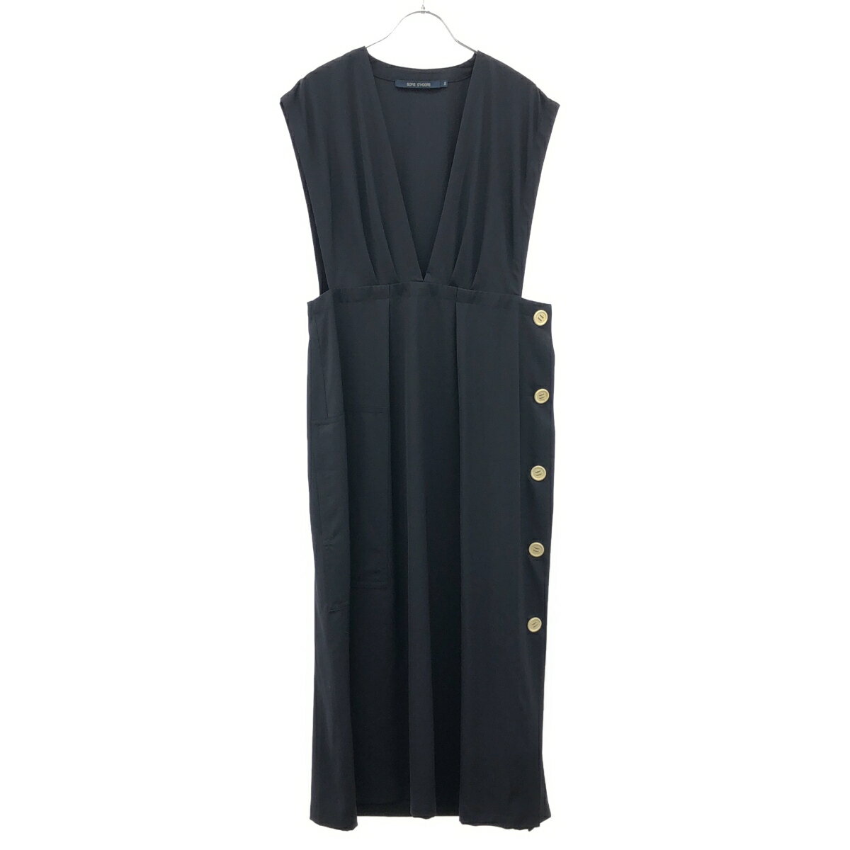 美品 ソフィードール コットンタイプライタープリーツ シャツワンピース ネイビー SOFIE D'HOORE - 美品 ソフィードール コットンタイプライタープリーツ