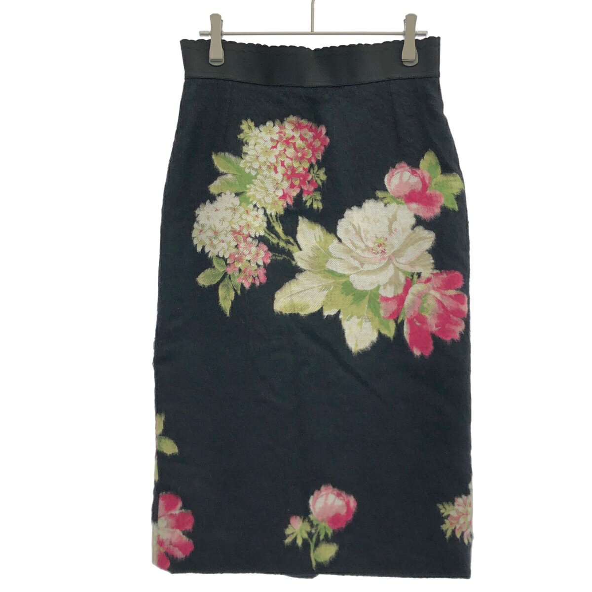 DOLCE&GABBANA ドルチェ＆ガッバーナ フラワージャガードシャギースカート F4G57T ブラック 38 【中古】 ITNC4Z26KA90