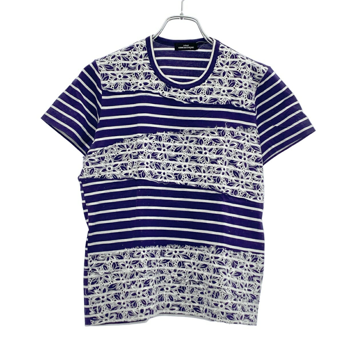 tricot COMME des GARCONS トリココムデギャルソン 2003SS エンブロイダリーボーダーTシャツ TJ-T047 パープル【中古】 ITQLGLEHFEC8