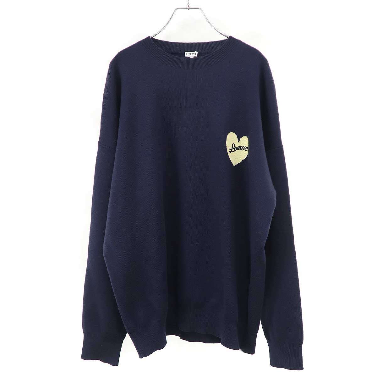 LOEWE ロエベ 23AW ハートロゴウールニットセーター H526Y14KEI ネイビー L 【中古】 IT0SMGYY2VNL