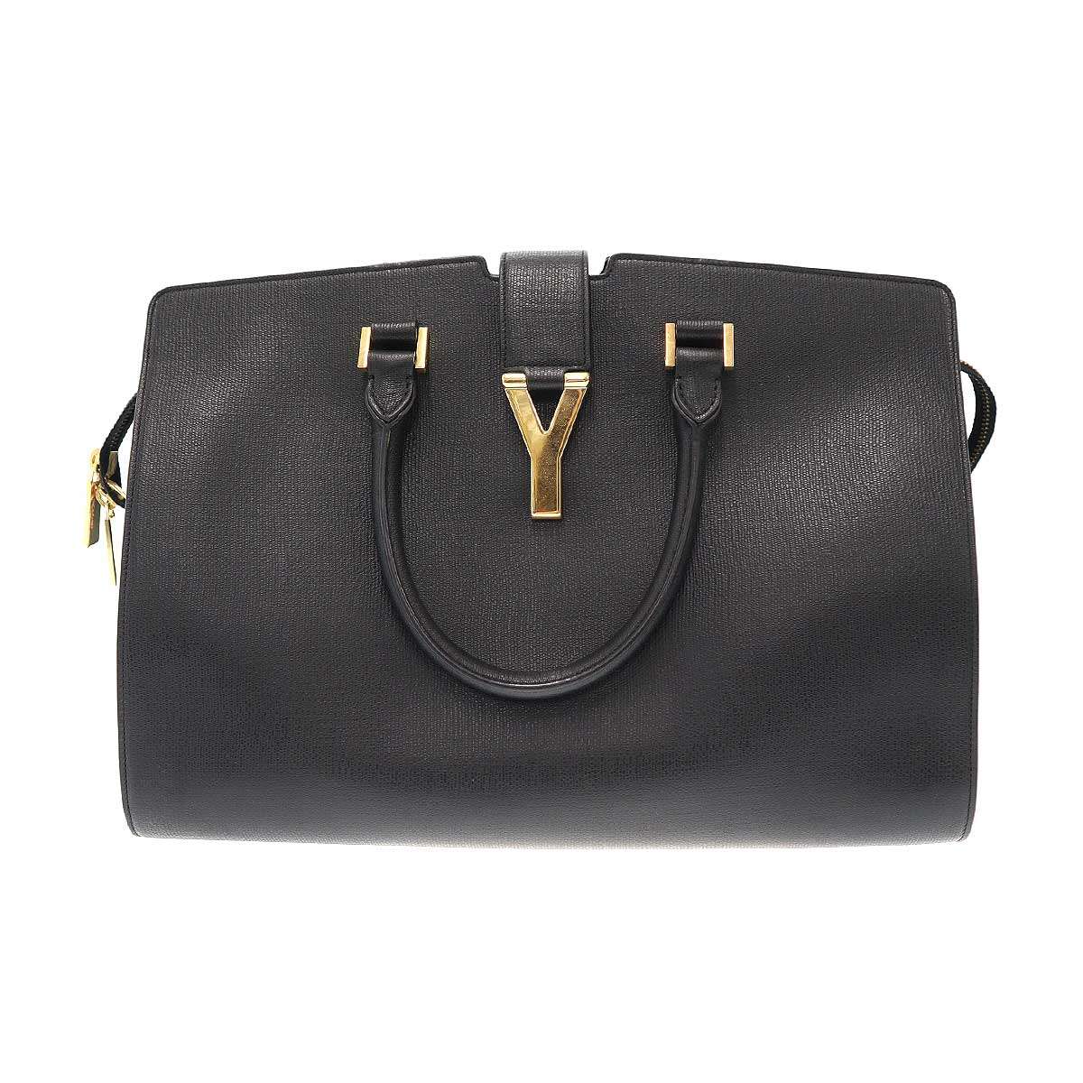 YVES SAINT LAURENT イヴサンローラン 2015 Y Cabas Tote Bag Medium Bag カバス トートバッグ FLY370696 ブラック 【中古】 ITNW2OYV4FC6