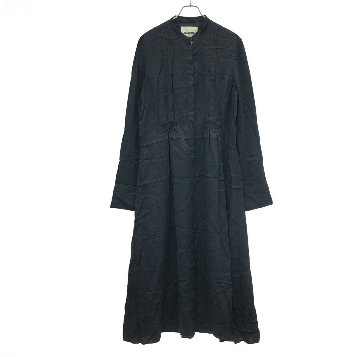 JIL SANDER ジルサンダー 22AW バンドカラープリーツシャツワンピース J04CT0002 ネイビー 42 【中古】 ITC9SRLO0NLO