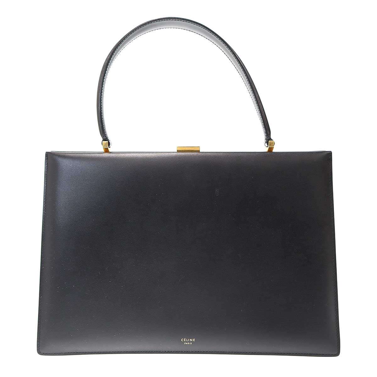 未使用級✨希少 セリーヌ タイバッグ ハンドバッグ フィービー期 カーフレザー黒 CELINE（セリーヌ） ミディアム ニノ ブランドオフ レザー