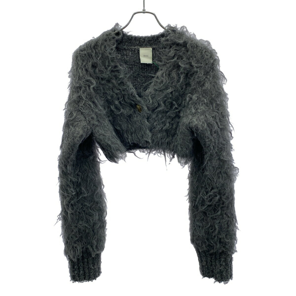 determ; デターム Cropped Shaggy Knit Cardigan クロップドシャギーニットカーディガン グレー F 【中古】 IT5DKSLR5KMS