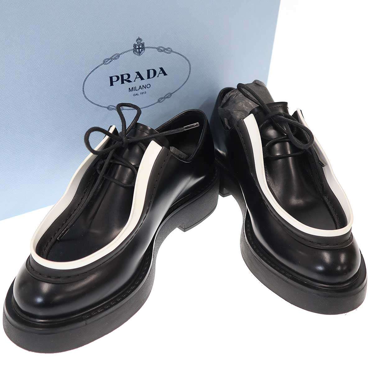 PRADA プラダ Diapason Shoes ダイアパソン レザーシューズ 1E280N ブラック 37 【中古】 ITZVZMMO9DIO