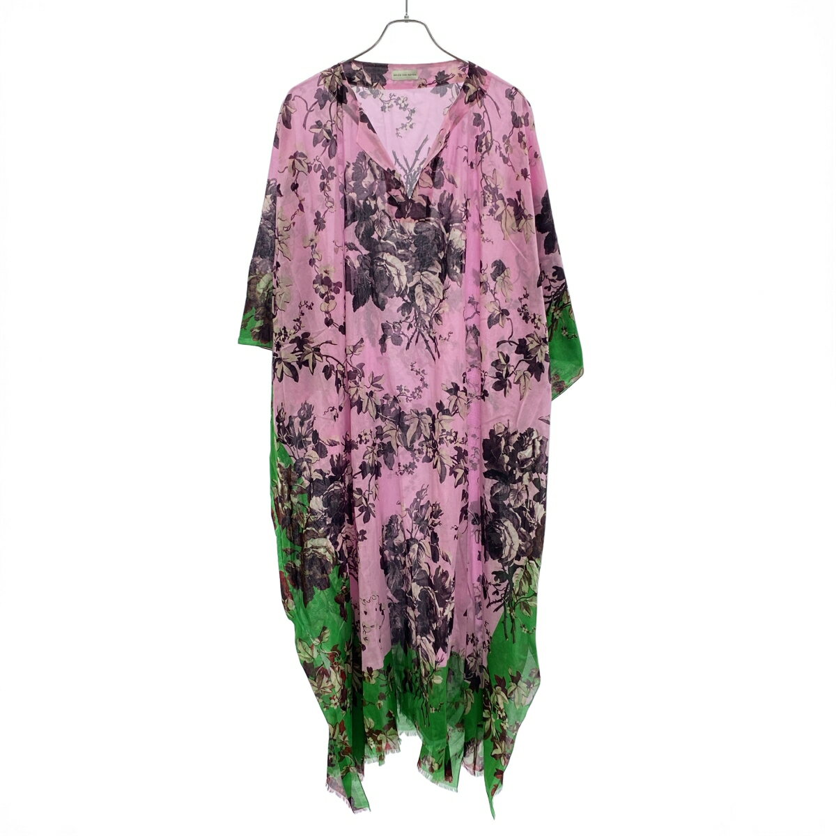 DRIES VAN NOTEN ドリスヴァンノッテン 20SS ボタニカルカフタンドレスワンピース ピンク グリーン F 【中古】 IT41R2QESRDT(4.0)