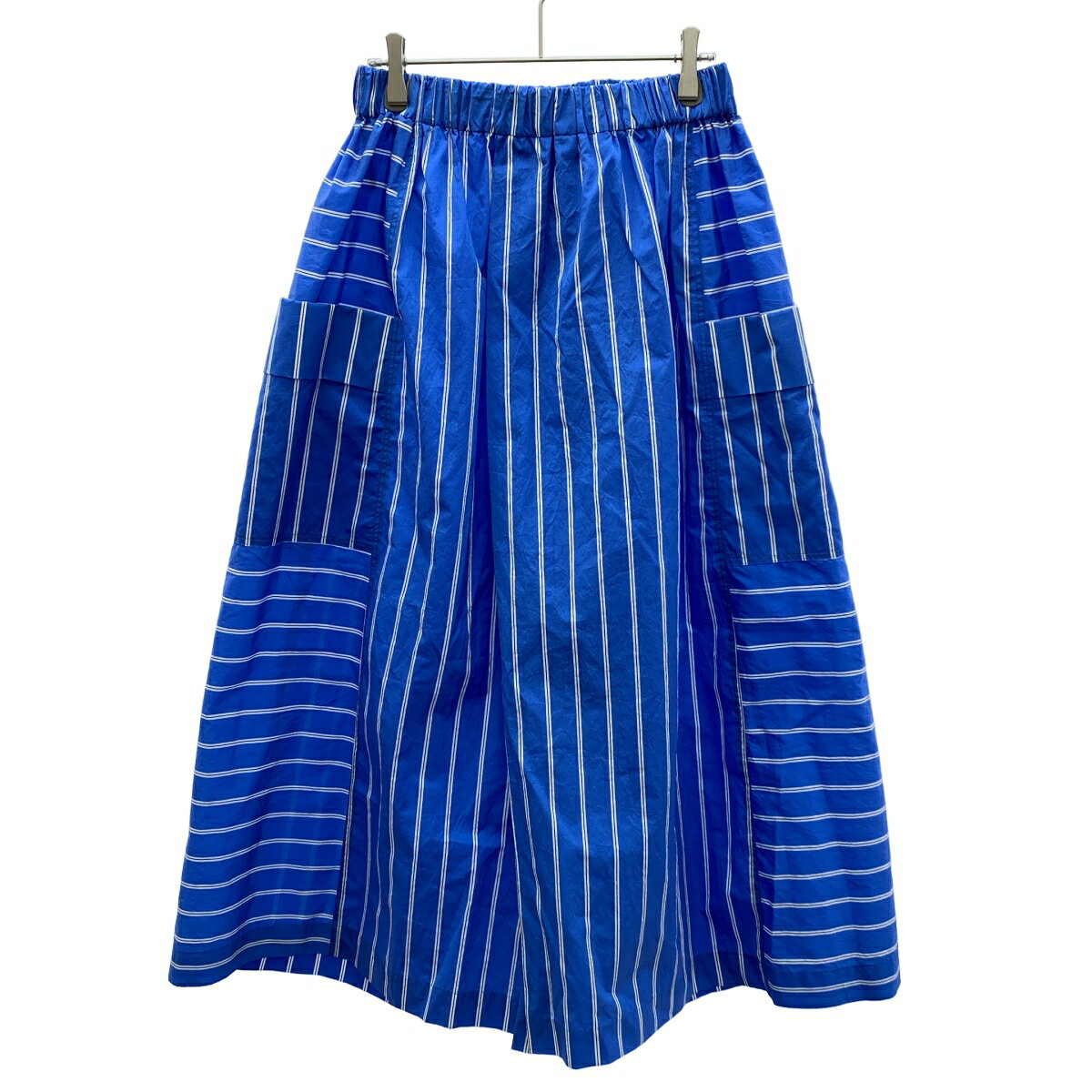 Rakuten - PLAIN PEOPLE プレインピープル 25SS タフタ/ワッシャータフタストライプキュロットパンツ A1551FP308 ブルー 2 【中古】 ITZVNWLC0GMG