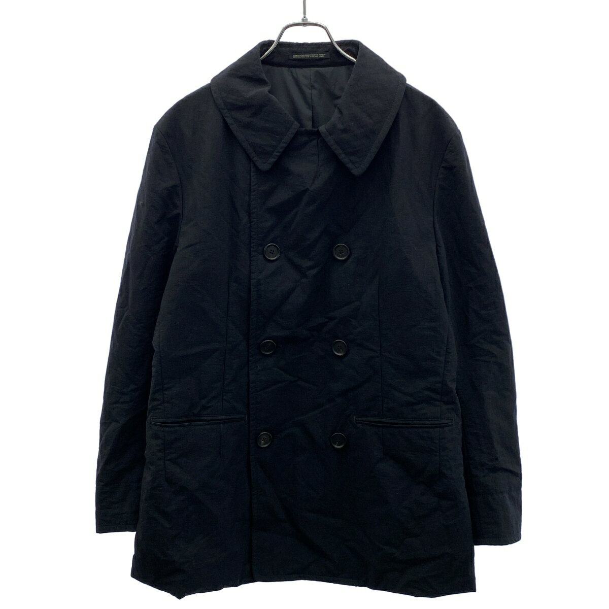 Y's for men ワイズ フォーメン NYLON TASLAN PEACOAT WITH THINSULATE Pコート MA-C01-600 ブラック 3 【中古】 IT4ICD5L6FBS