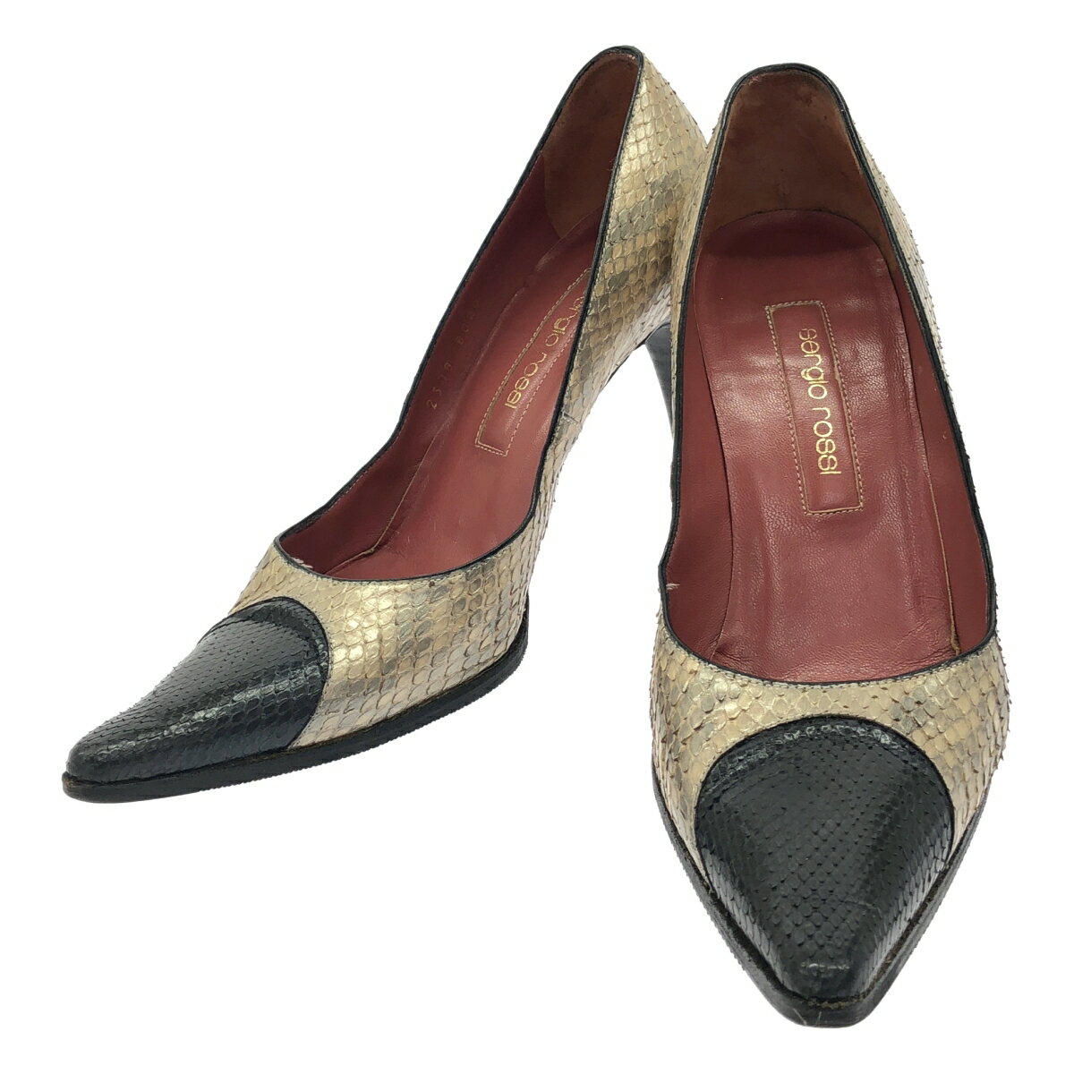 sergio rossi セルジオ ロッシ パイソンレザーパンプス ゴールド 36 【中古】 ITJGE5MQ12SC