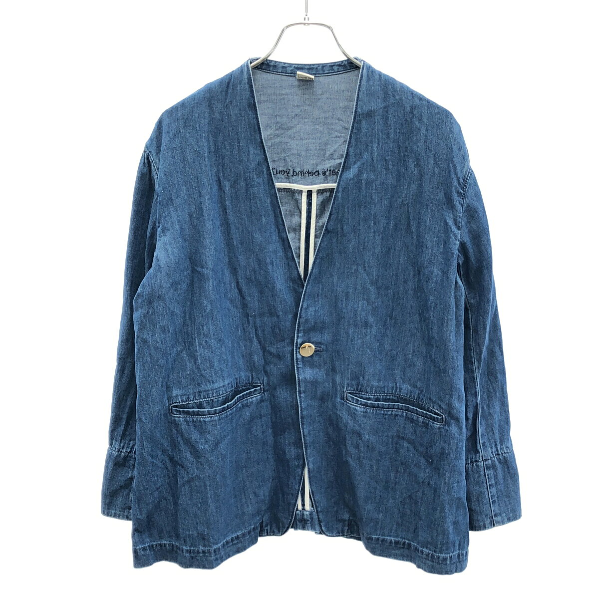 乐天商城 - Rie Miller リエミラー ノーカラーデニムジャケット 5-0038-1-01-002 インディゴ F 【中古】 ITABL1NKI95U