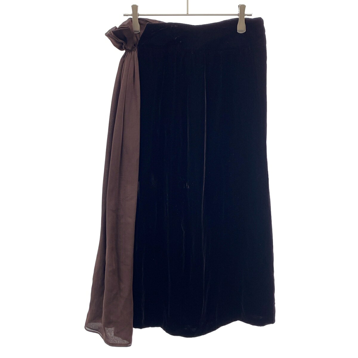 JIL SANDER ジルサンダー ベロアシルクプリーツスカート ブラウン 34 【中古】 ITAWXUN4TF1K