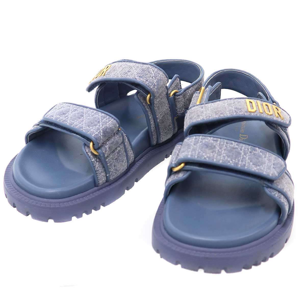 Christian Dior クリスチャンディオール Dioract カナージュデニム ストラップサンダル ブルー 36 1/2 【中古】 ITJDGO48L5D6