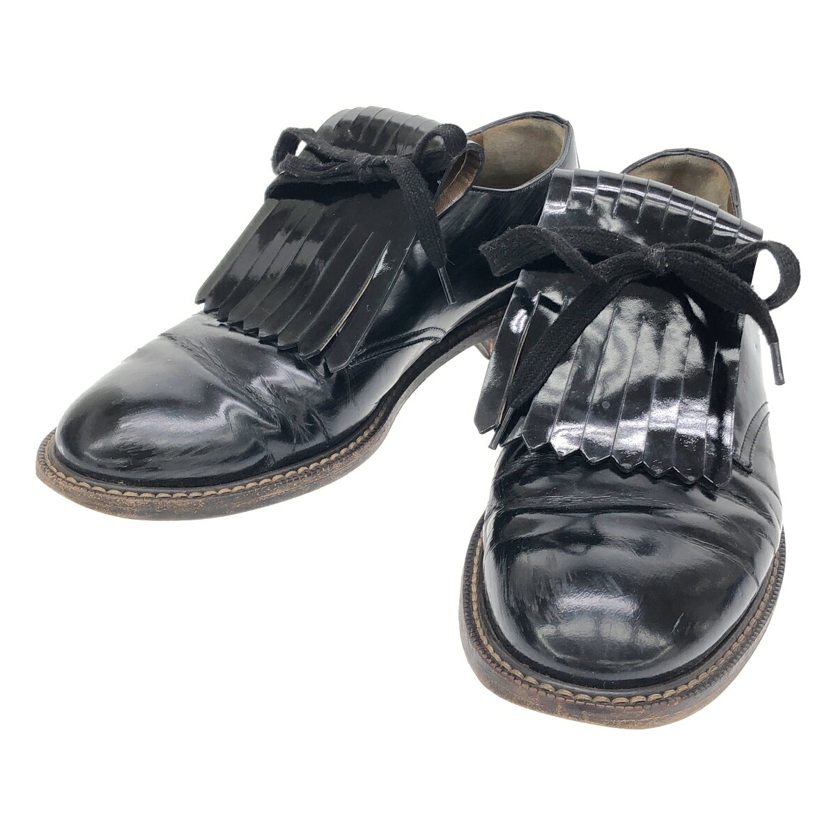 MARNI マルニ レザーフリンジパテントシューズ ブラック 38 【中古】 ITJV6I7KF8AC