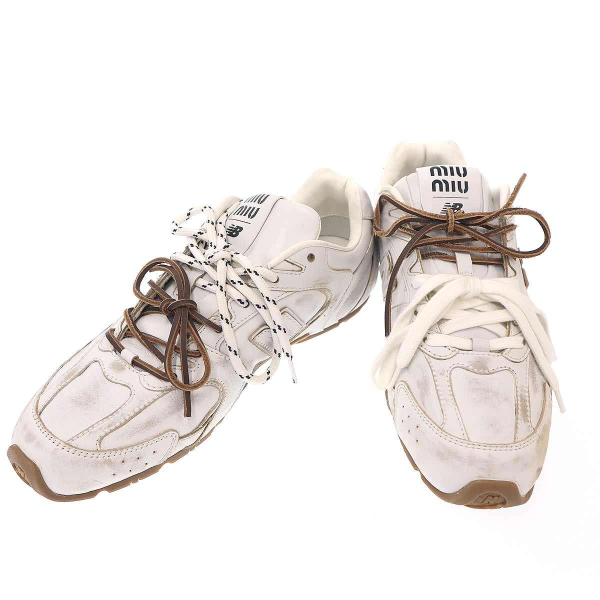 NEW BALANCE×miu miu ニューバランス×ミュウミュウ 24SS 530 SL USED加工スニーカー ホワイト 41 【中古】 IT27OBV4ELEA