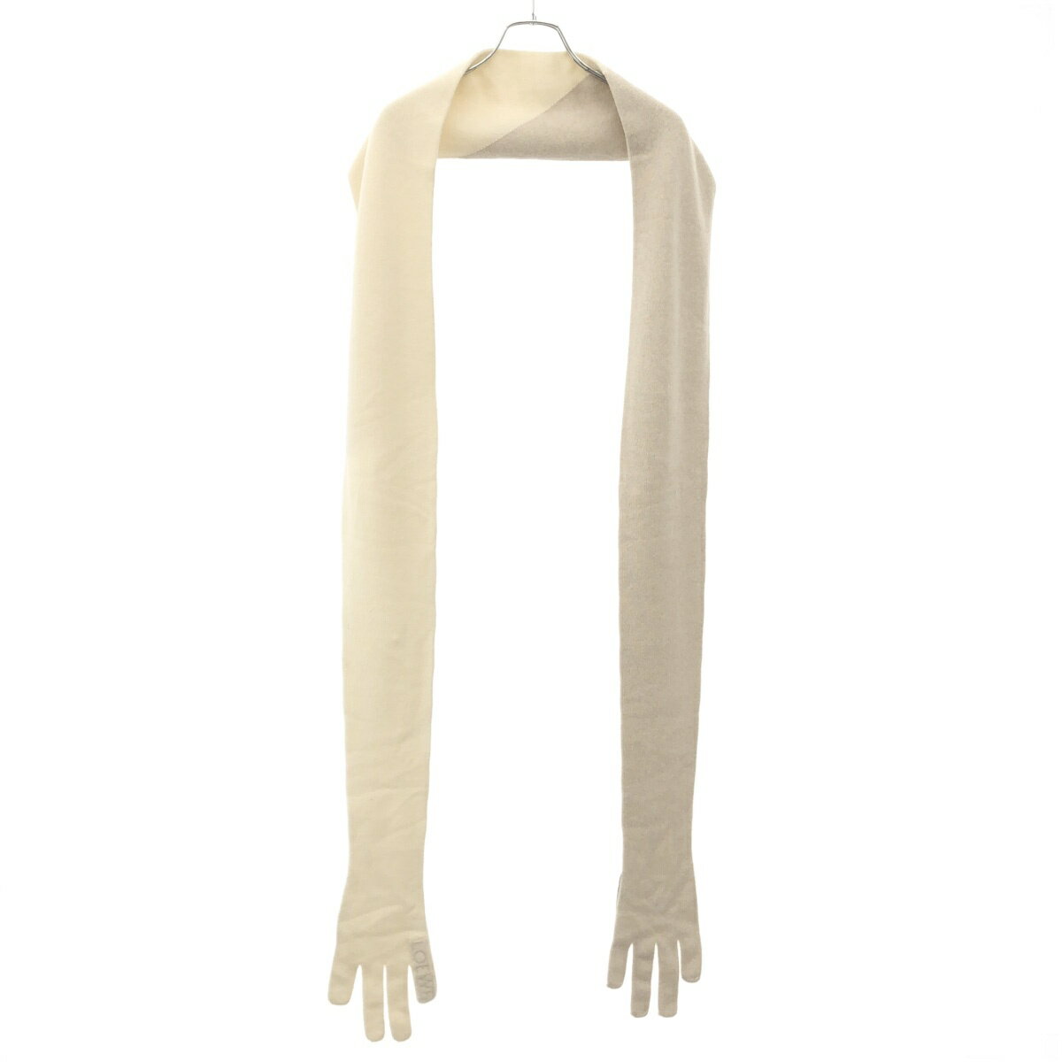 Cashmere - LOEWE ロエベ Cashmere Bill Logo Print Muffler マフラー アイボリー ベージュ 【中古】 ITBMMDAWFDK5