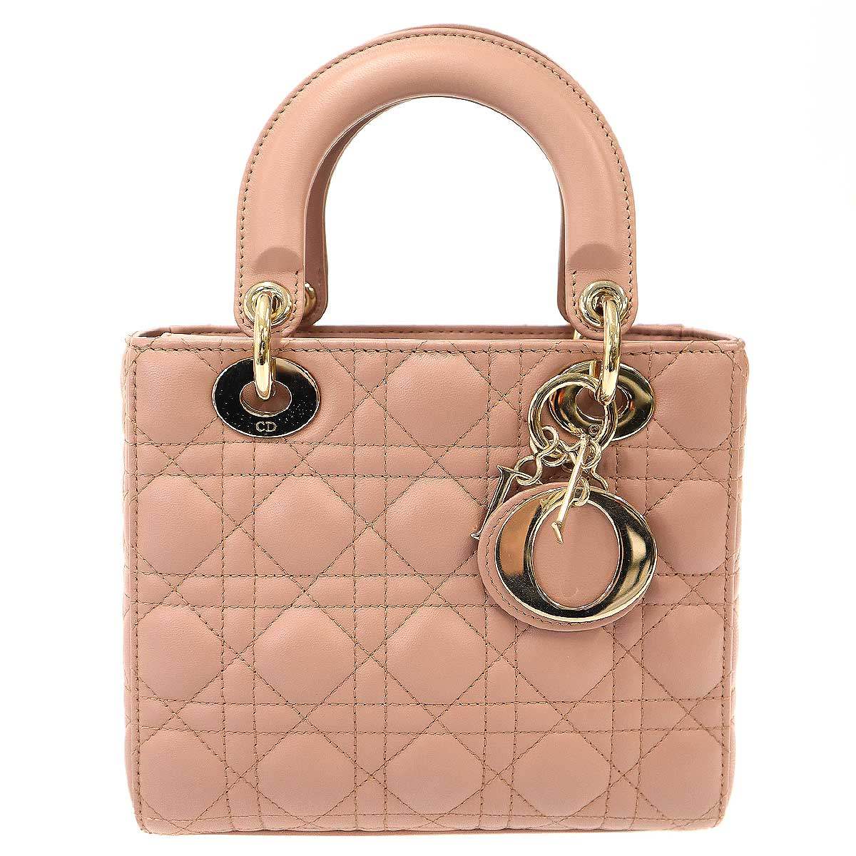 Christian Dior クリスチャンディオール Lady Dior MyABC Small レディ ディオール カナージュ ラムスキン 2WAYショルダーハンドバッグ ピンク 【中古】 ITGDN2LI8JN6