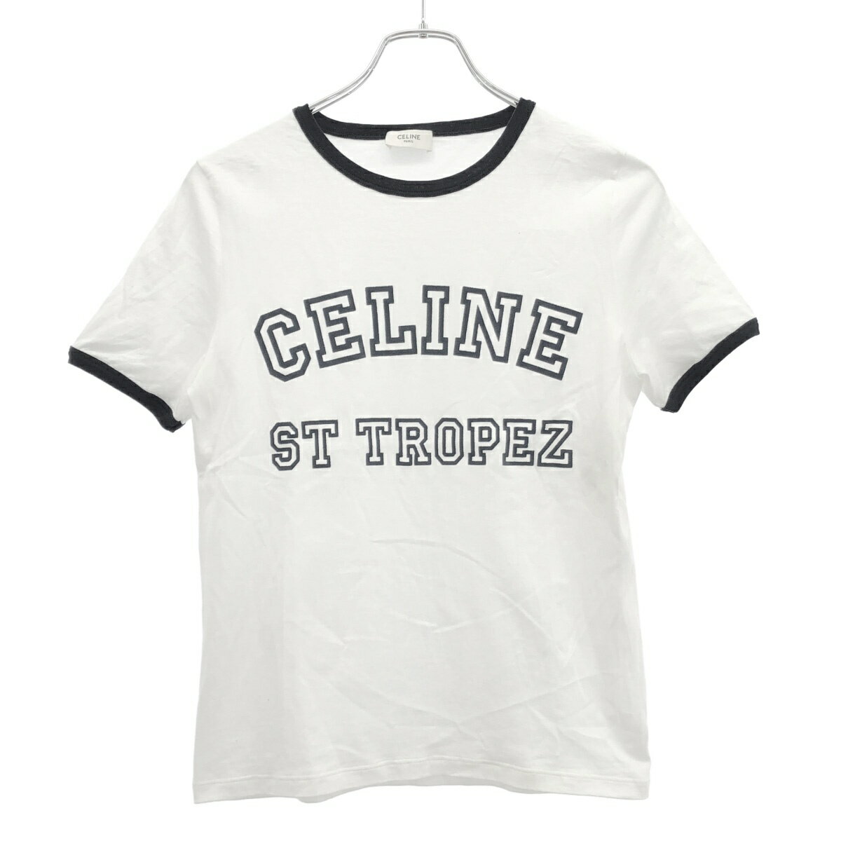 樂天商城 - CELINE セリーヌ サントロペフロッキーロゴTシャツ 2X774501F ホワイト ネイビー S 【中古】 ITWYUU02WPQA