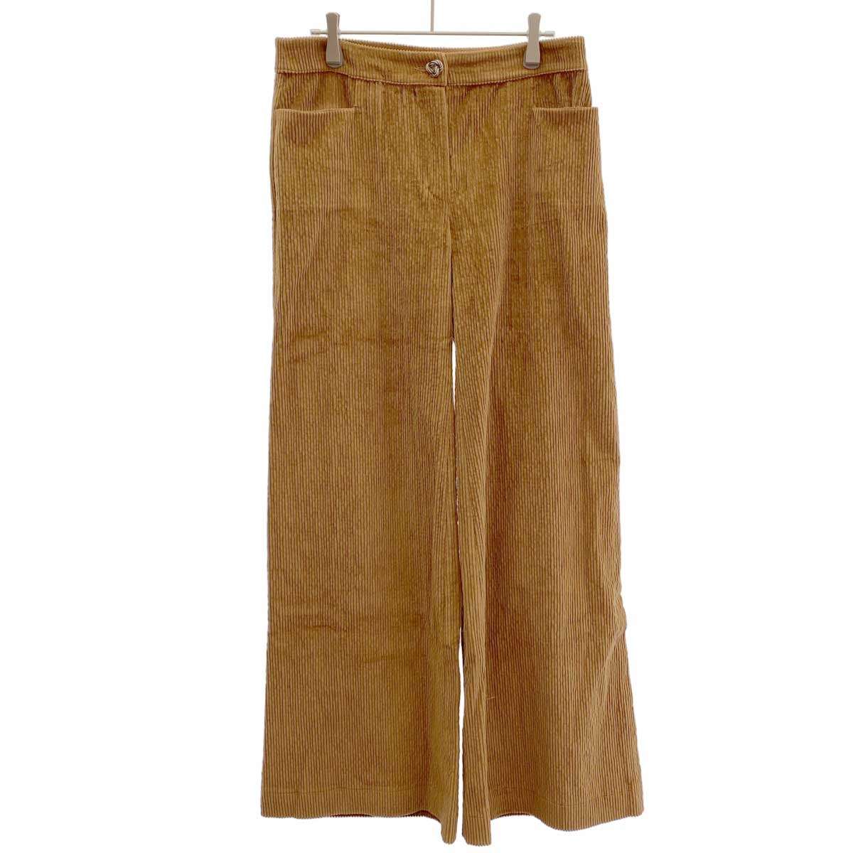 Kristina Ti クリスティーナティ 25AW Ribbed velvet wide trousers ワイドパンツ KPA0224 ブラウン 40 【中古】 ITYT61Y8BP2S