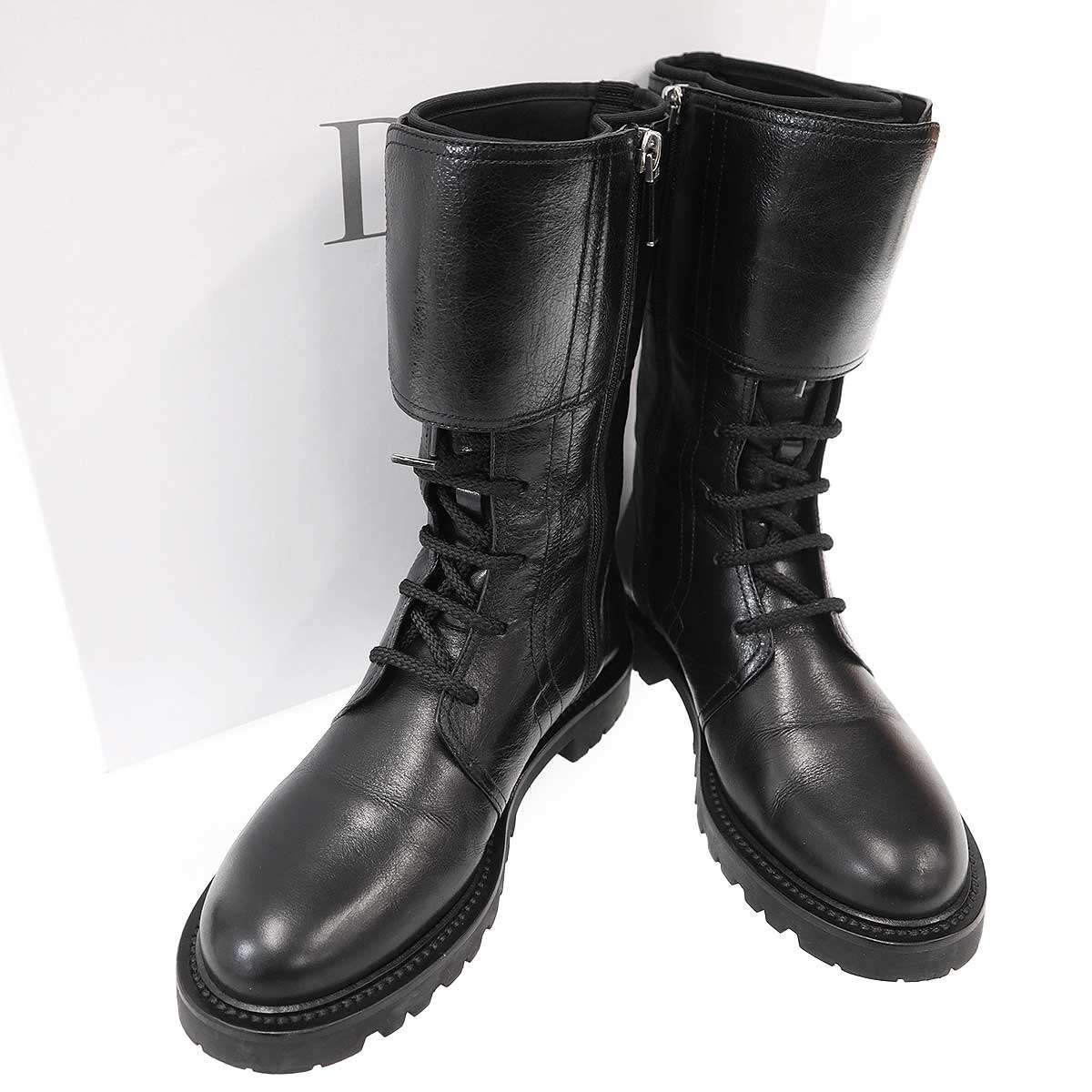 Christian Dior クリスチャンディオール GROUND グラウンド レザーベルトコンバットブーツ KCI589VEAS900 ブラック 36.5 【中古】 IT4YI1RW3PGO