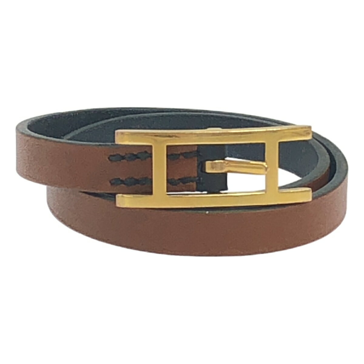 Other - HERMES エルメス ビーアピ ドゥブルトゥールレザーブレスレット ブラウン 【中古】 ITLPSI0PTRYG