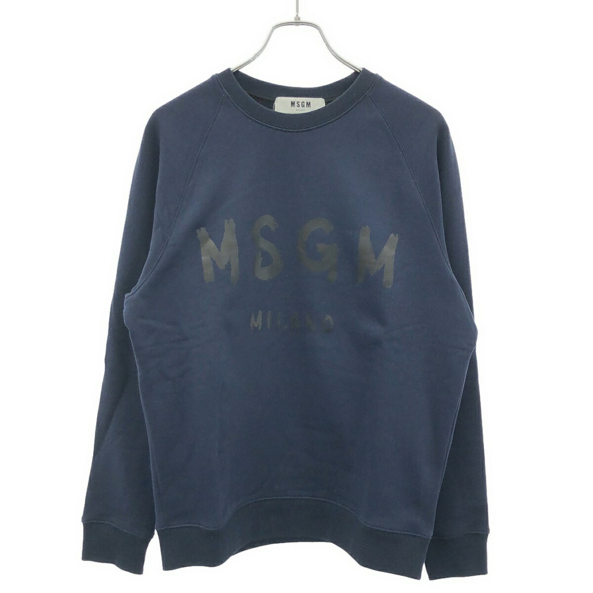 MSGM エムエスジーエム ロゴプリントスウェットトレーナー 2540MM104 ネイビー XS 【中古】 ITJZLESQSVJI
