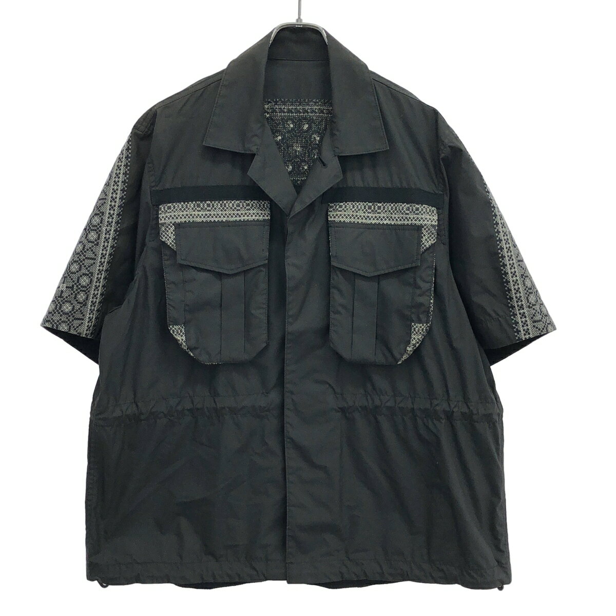 sacai サカイ 22SS エンブロイダリーショートスリーブシャツ 22-02756M ブラック系 2 【中古】 ITBQY4NNUV58