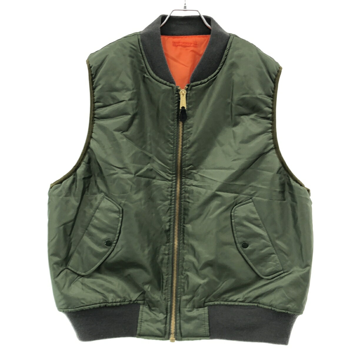 THRIFTY LOOK スリフティ-ルック MA1 リバーシブルベスト カーキ オレンジ XL 【中古】 ITTV3W5543XG