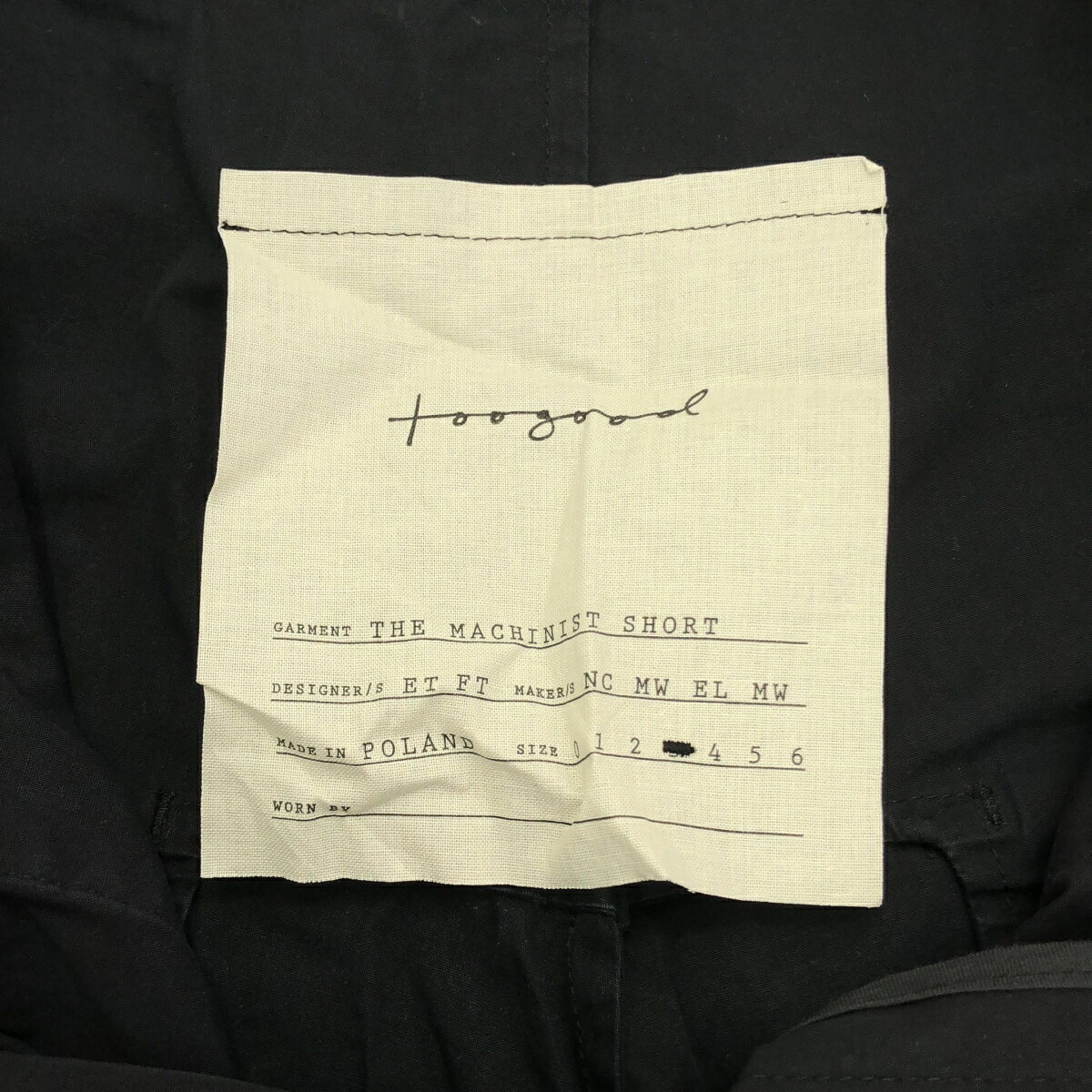 toogood トゥーグッド THE MACHINIST SHORT ショートパンツ ブラック 3 【中古】 IT8GUF7R7O28