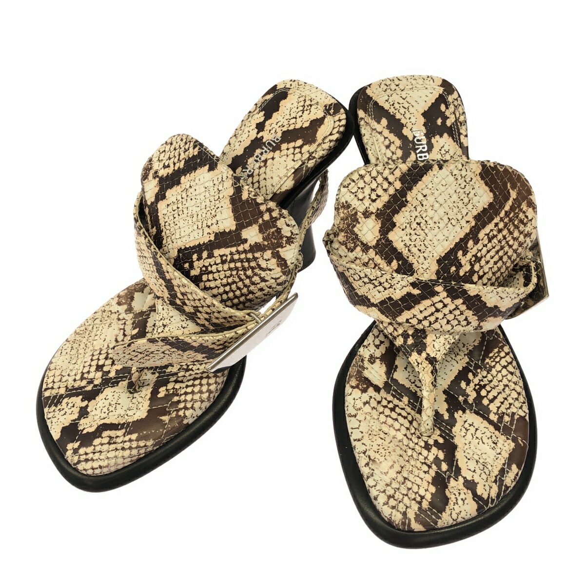 BURBERRY バーバリー パイソンデザインヒールサンダル ベージュ 36 【中古】 ITGGM2UV7DYU