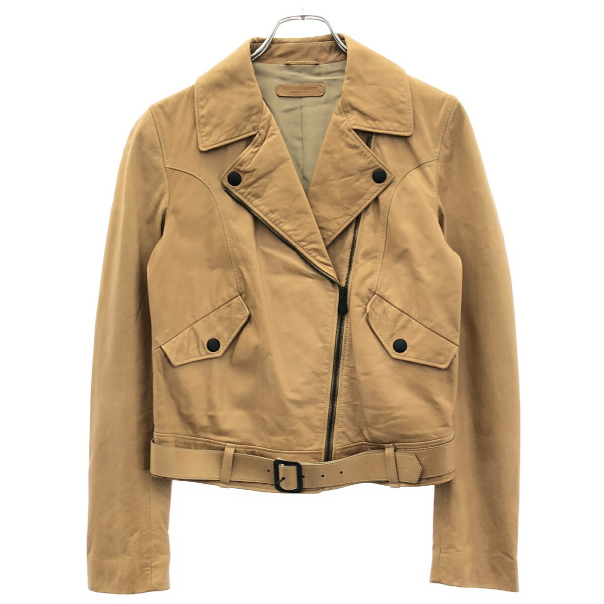 乐天商城 - BOTTEGA VENETA ボッテガヴェネタ レザーダブルライダースジャケット キャメルブラウン 42 【中古】 ITVARTSQU2UI