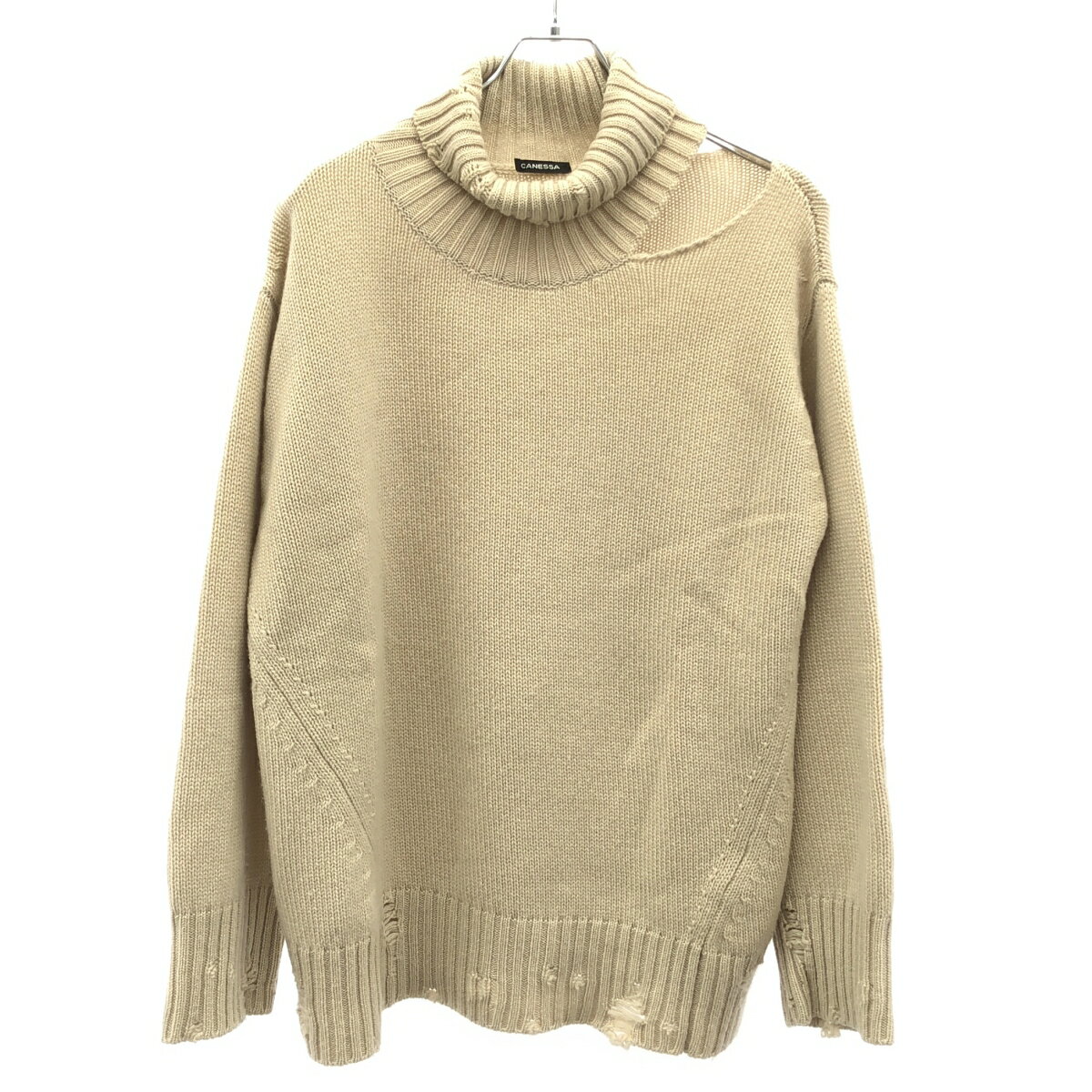 Rakuten - Canessa カネッサ 23AW ダメージ加工カシミヤハイネックニットセーター 23-080-510-0002 ベージュ F 【中古】 ITYUMJGFYP1W