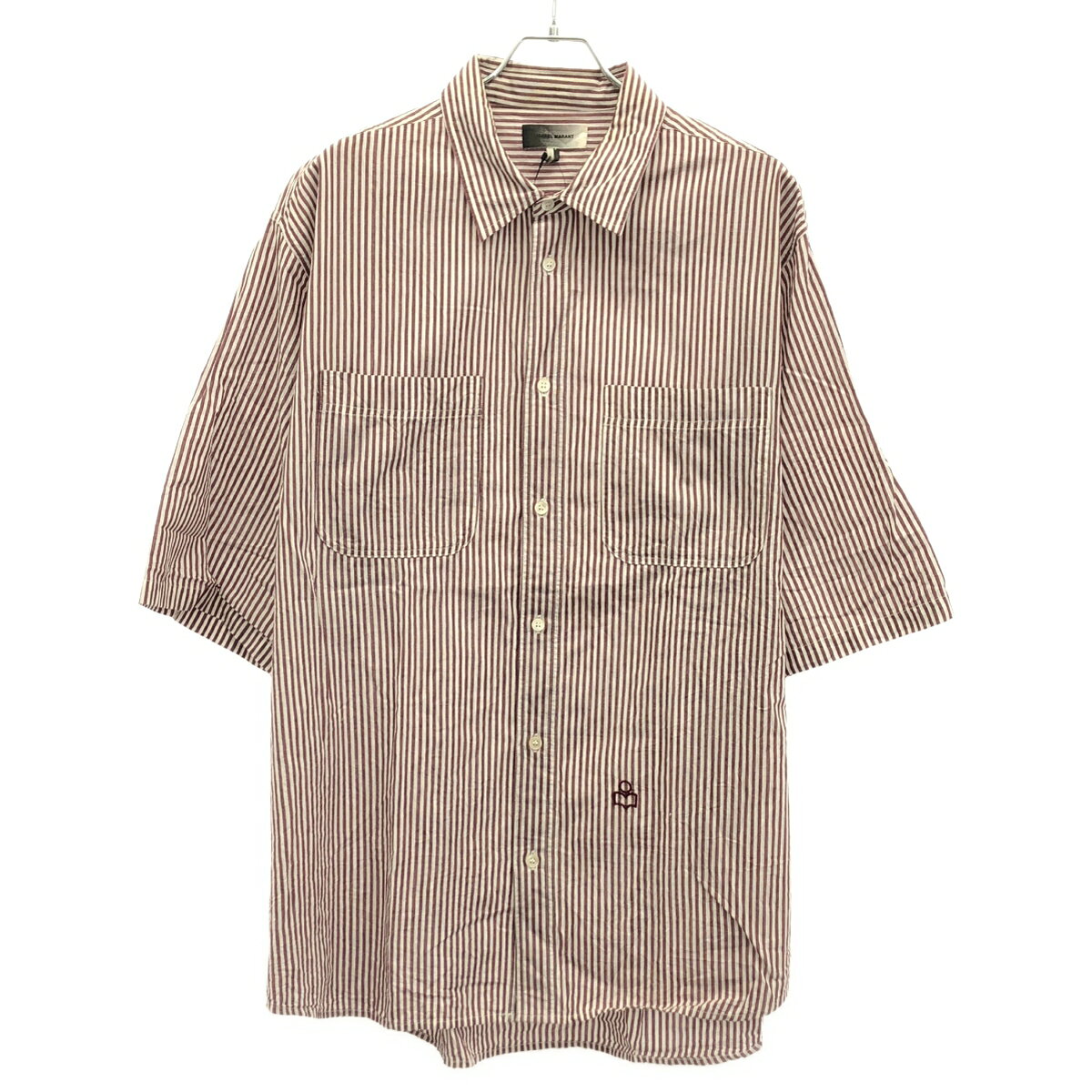 Rakuten - ISABEL MARANT イザベルマラン JARLOW SHIRT オーバーサイズストライプシャツ CH0622-21P060H レッド系×ホワイト L 【中古】 IT9SWT4NVPQJ