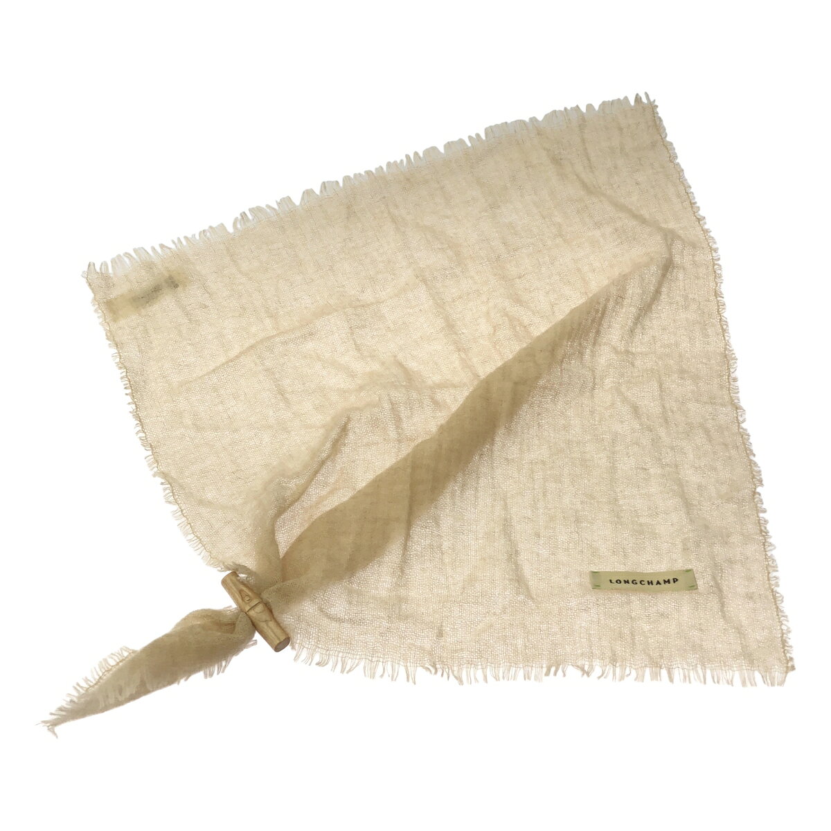 LONGCHAMP ロンシャン ウィンターソフトネス ストール 50168CHIM13 アイボリー 【中古】 ITT06DO9001O
