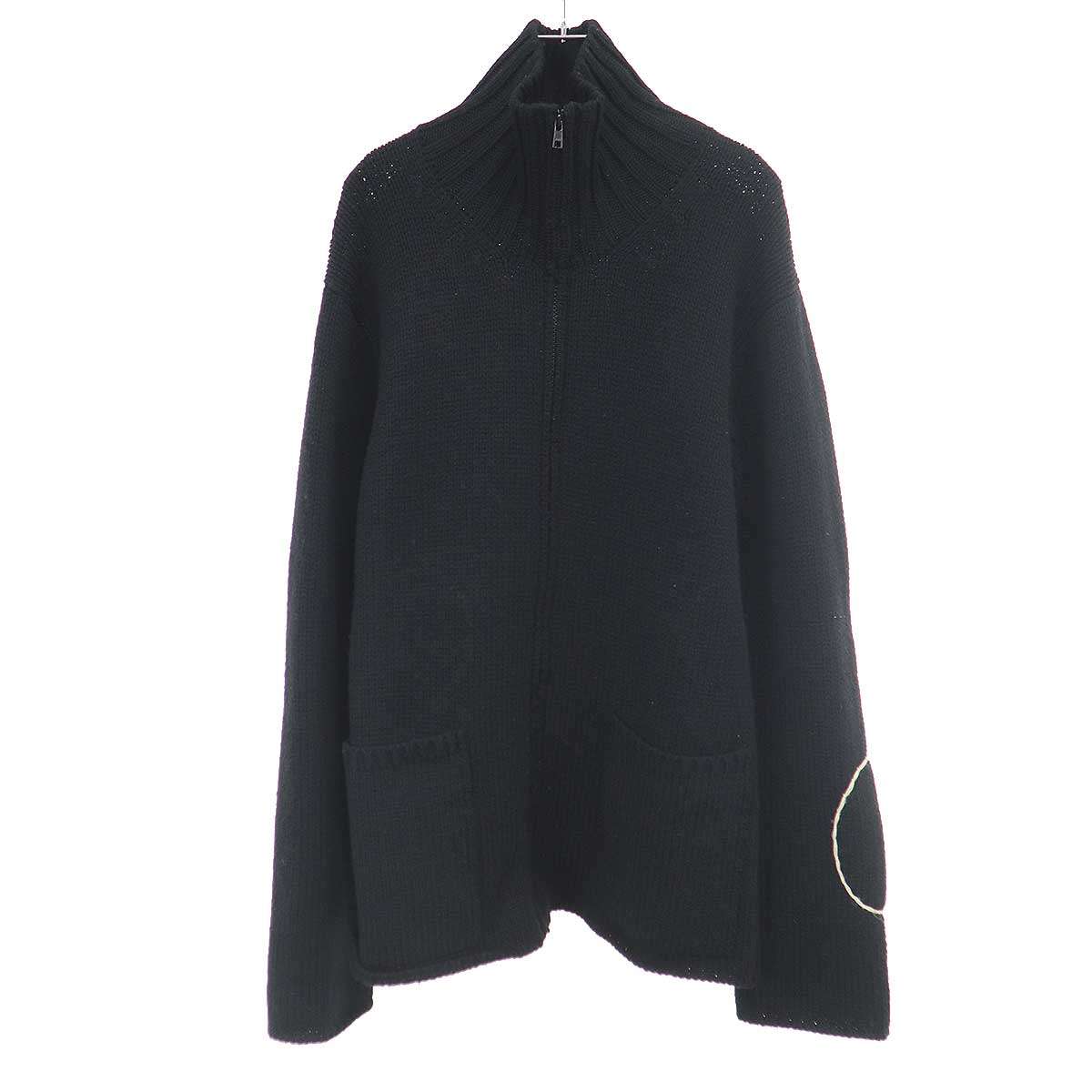 Rakuten - Yohji Yamamoto POUR HOMME ヨウジヤマモト プールオム 2007AW エンブロイダリージップアップニットセーター HX-K26-197 ブラック 3 【中古】 ITCL22NU7BDU